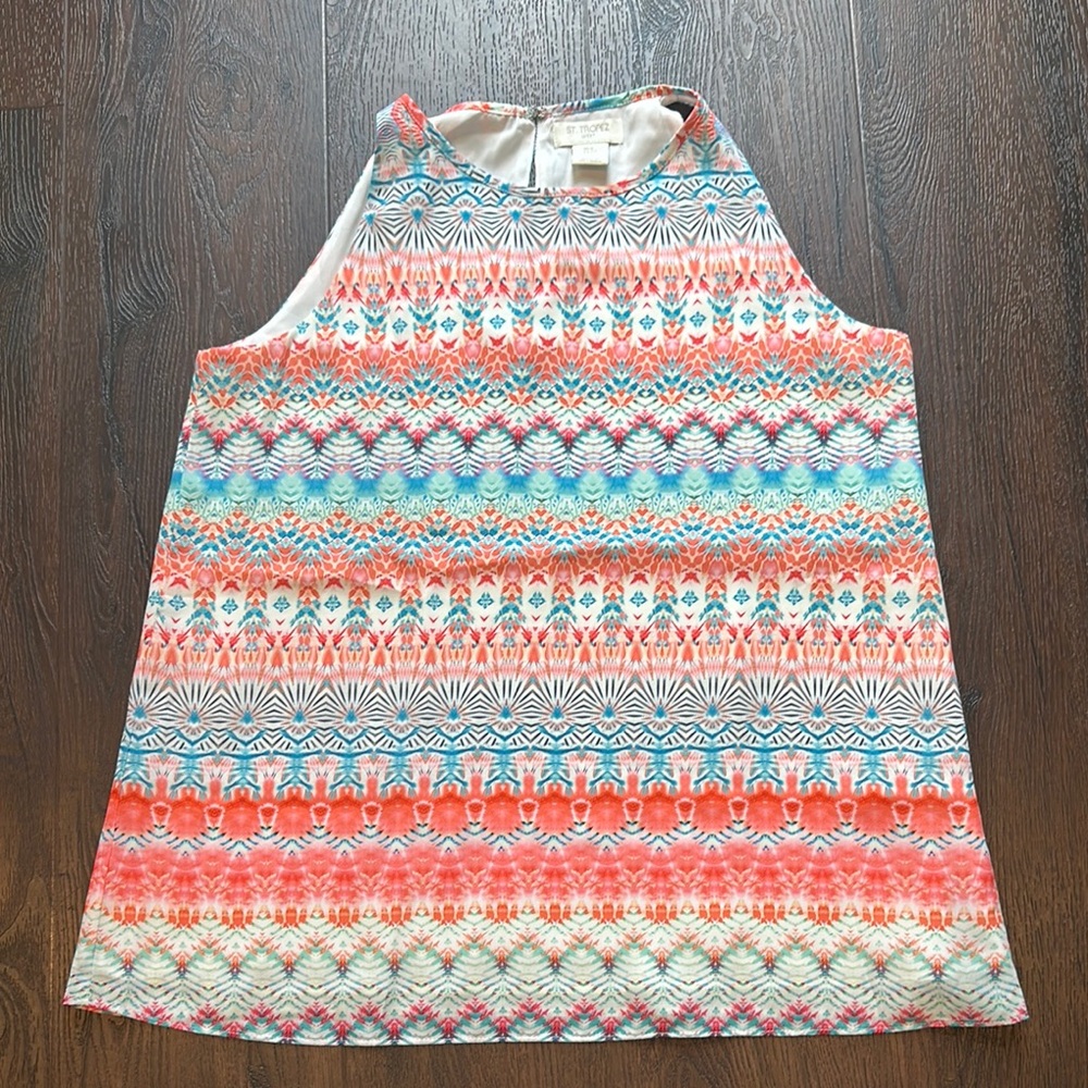 St. Tropez Colorful Patterned Sleeveless Top